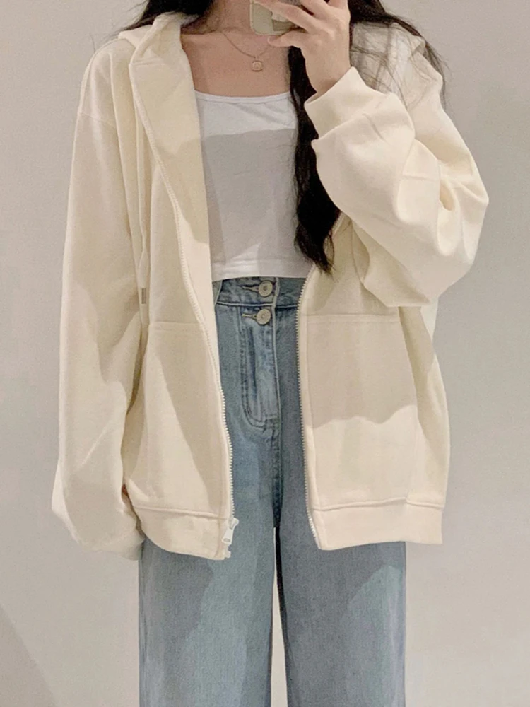 Com capuz bonito hoodies street wear mulher tendência durável predominante zip-up y2k roupas outono roupas alternativas inverno feminino