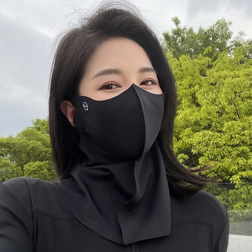 UPF50+ Sun Protection Mask Fashion 3D Ice Silk Sunshade Face Mask Dustproof Breathable Anti-UV Neck Scarf Outdoor