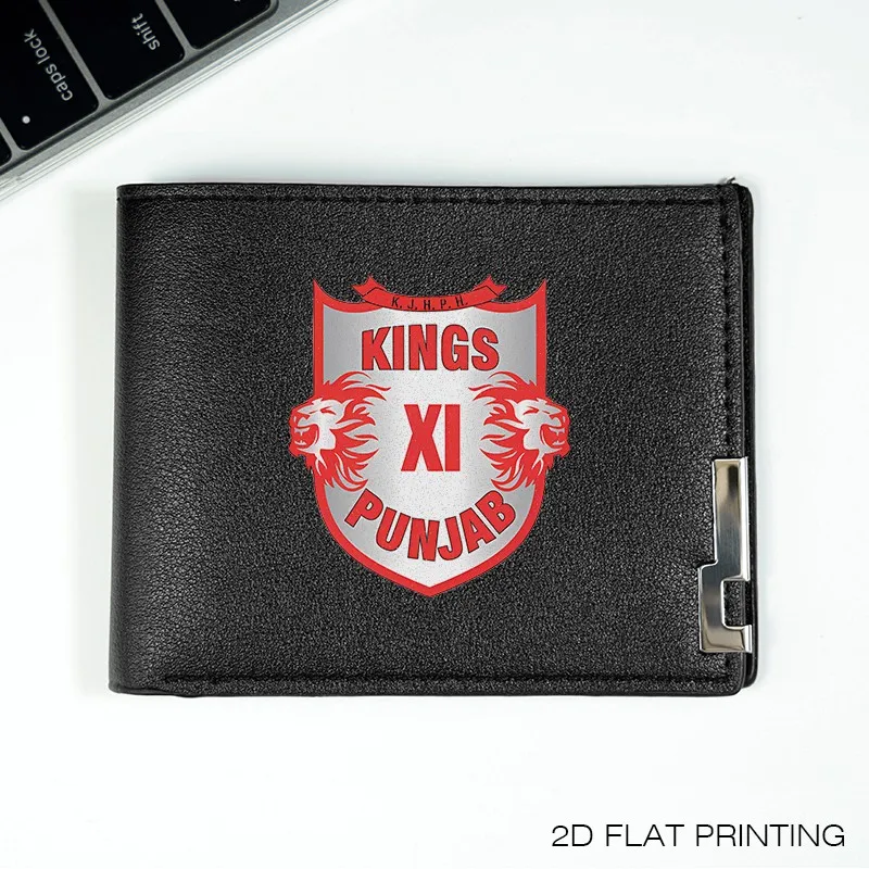 KINGS XI PUNJAB 로고 PU 가죽 지갑 남성용 슬림 비즈니스 스타일 내구성 경량 일상용 패션 액세서리