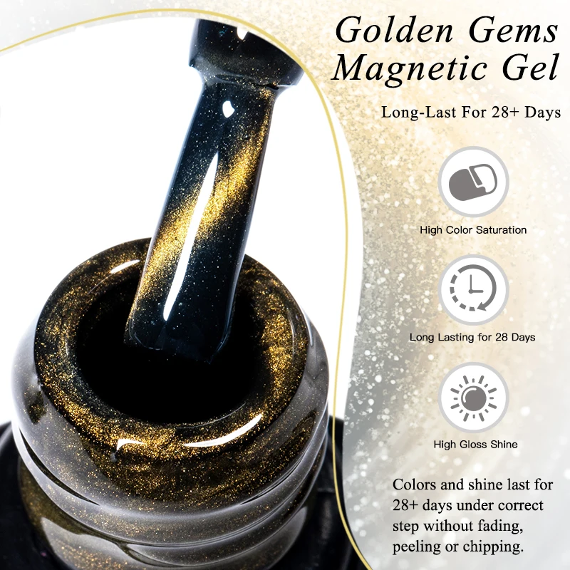 Vernis à ongles Gel magnétique chat pierres précieuses dorées conception magnétique chat vernis Gel UV Semi Permanent tremper fournitures pour ongles manucure