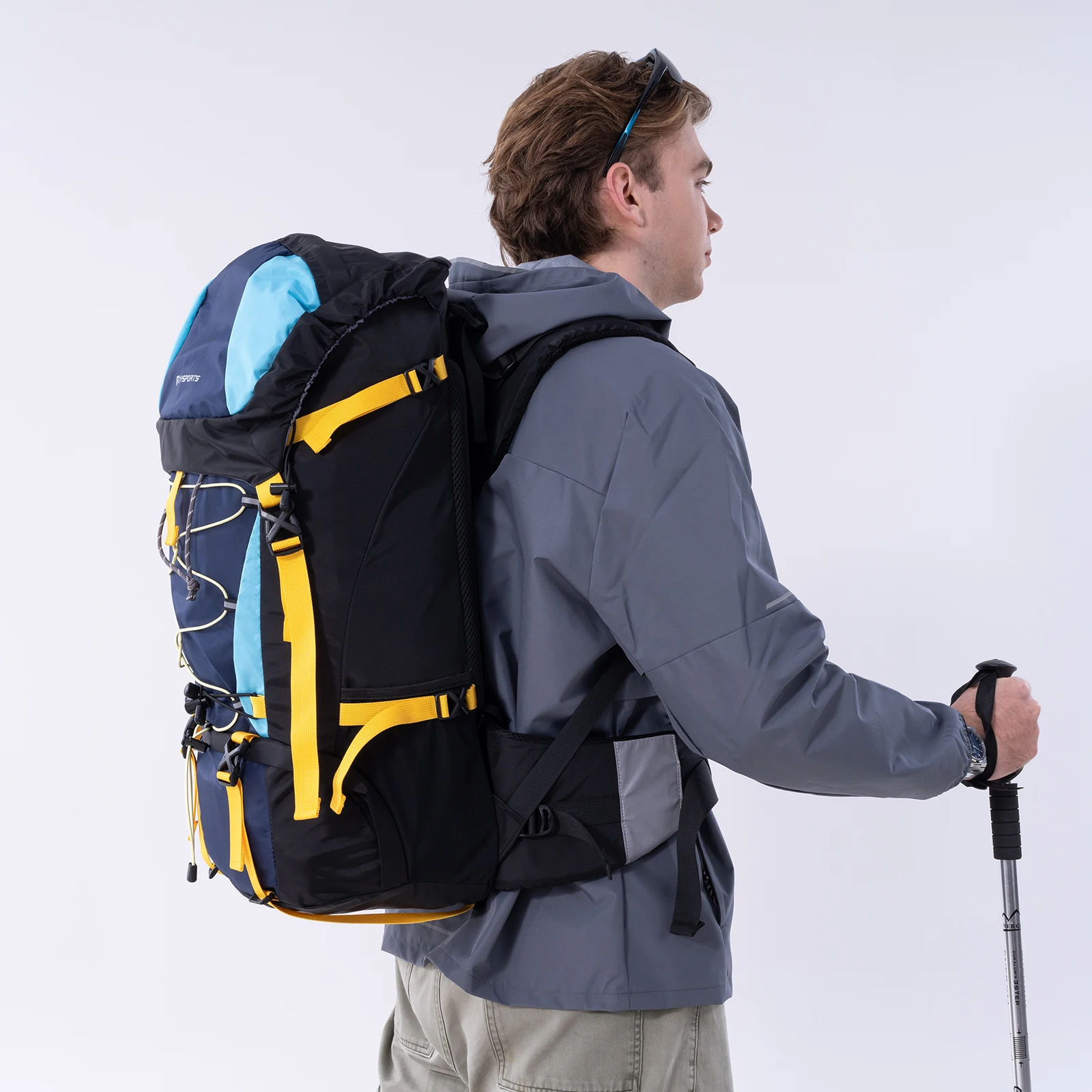 CITYSPORTS PRO Wanderrucksack, Faltbarer Reiserucksack, Trekkingrucksack, 60L (55 + 5), Outdoor-Sport-Reise-Tagesrucksack mit Regenschutz – Detail 4