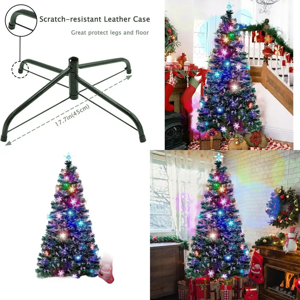 

Предварительная подсветка рождественской елки со светодиодной подсветкой RGB, снежинками и металлическими ножками