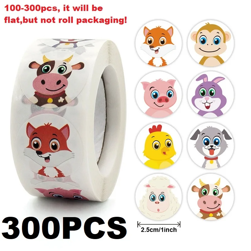 100-500PCS New Children's Stickers Pack Cartoon Stickers Roll Kids Stickers Small Animal Packaging Sticker Photocard Decor