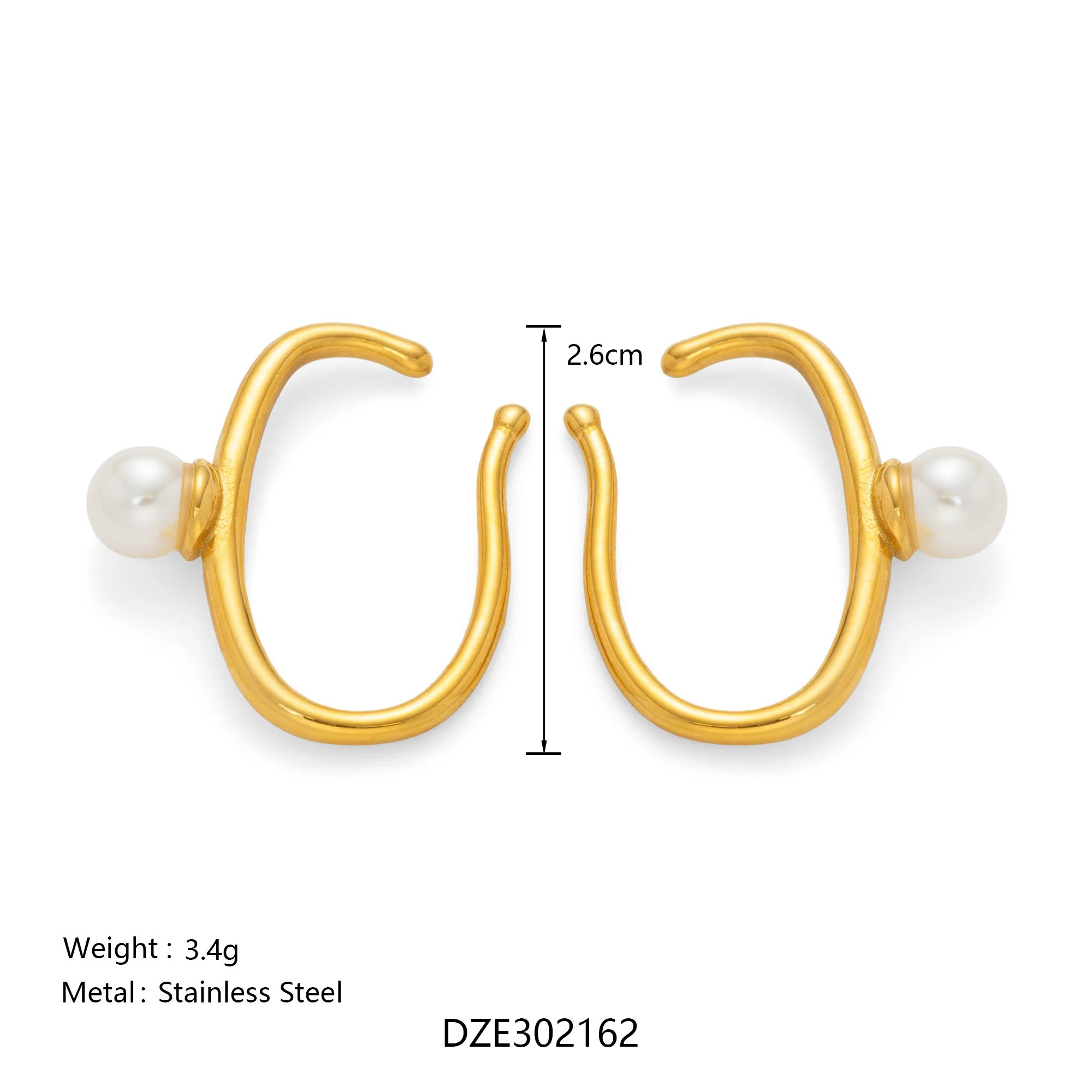 DASEIN New Vintage Baroque Pearl Hoop Earrings 18k Gold Plated Hypoallergenic Stainless Steel Gift Banquet Jewelry Accessories