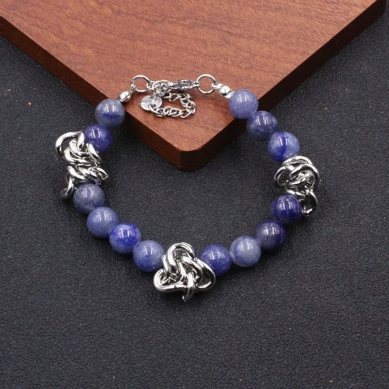 Natural Stone Thorn Beaded Bracelet Stainless Steel Titanium Steel Best Seller Punk Vintage Handmade Jewelry Gift for Women Men