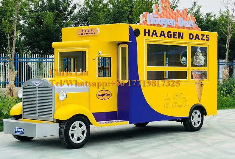 Carrinhos de comida móveis/reboque/caminhão de sorvete/carros de lanche com equipamento personalizado Carrinho de comida