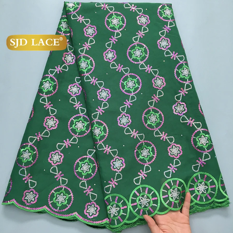 

Кружево SJD LACE, швейцарская вуаль, африканское хлопковое кружево, 5 ярдов, новинка 2026 года, африканское нигерийское хлопковое кружево для пошива праздничных платьев, 4365