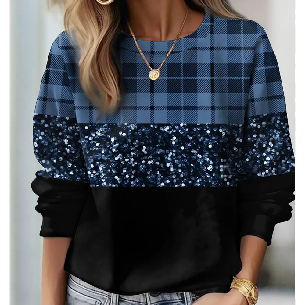 

Women's Sweater Sweatshirts Velvet Winter Casual Spray-painted Print Colorful Long Sleeve Pullovers Autumn Woman Clothes