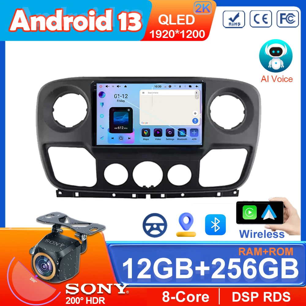 

7862 Android13 For Renault Master Nissan NV400 Opel Movano 2010-2021 Car Radio Stereo Multimedia Player GPS Navigation QLED 2din