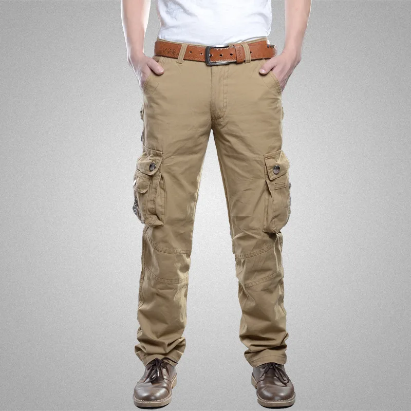 Men's Multi Pocket Casual Pants Outdoor Sports Wear-resistant Straight Tube Loose Large Work Clothes Military Pants