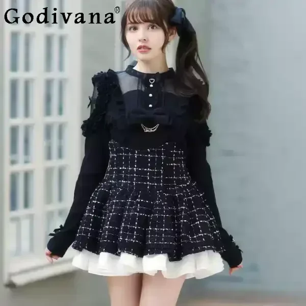 IMU Spring New Japanese Style Liz Pink Long-sleeved Tops Cute Girl's Kawaii Bow Lace Lolita Top 2026 Y2k Women's Clothing