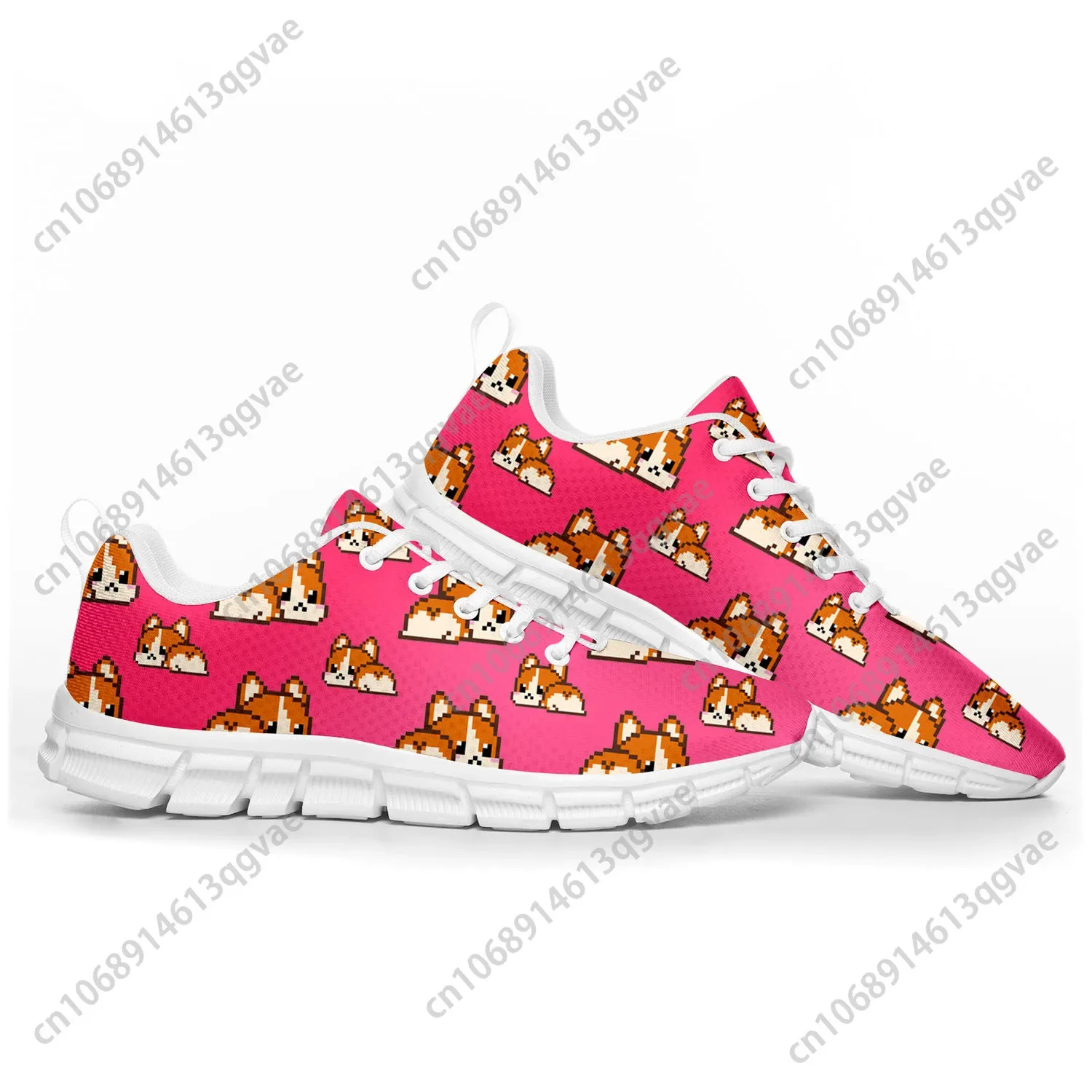 Corgi Butt Cute Cartoon Sports Shoes Mens Womens Teenager Kids Children Sneakers Casual Custom High Quality Couple Shoes White