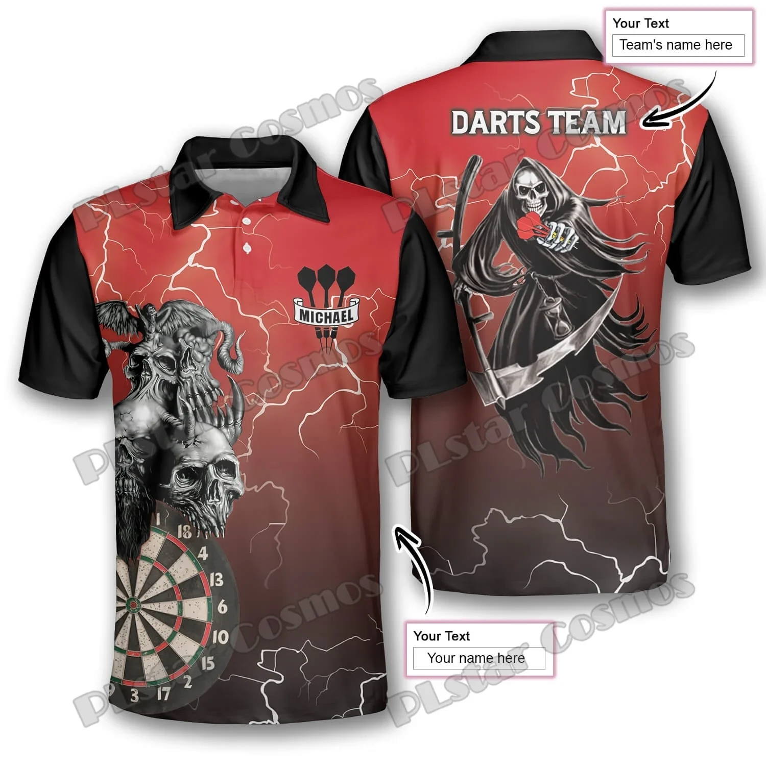 مخيف السهام الجمجمة شخصية السهام ثلاثية الأبعاد في جميع أنحاء مطبوعة موضة الرجال قمصان بولو الصيف عادية للجنسين الكبار قميص بولو PLP30