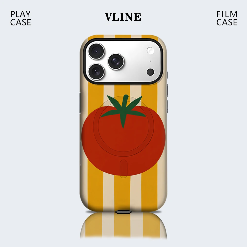 

Tomato Yellow Stripe Phone Case for Magnetic Phone Case for IPhone 17 16 15 14 13 Pro Max Plus Single Double-layer Tough Case