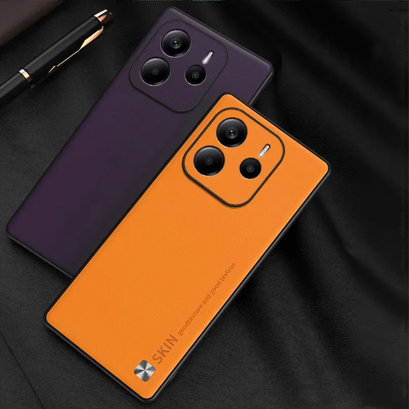 Custodia per telefono con cover posteriore in pelle PU antiurto per Redmi Note 14 Pro Plus 14C 5G 4G Protezione per lenti Custodie morbide in silicone antigoccia