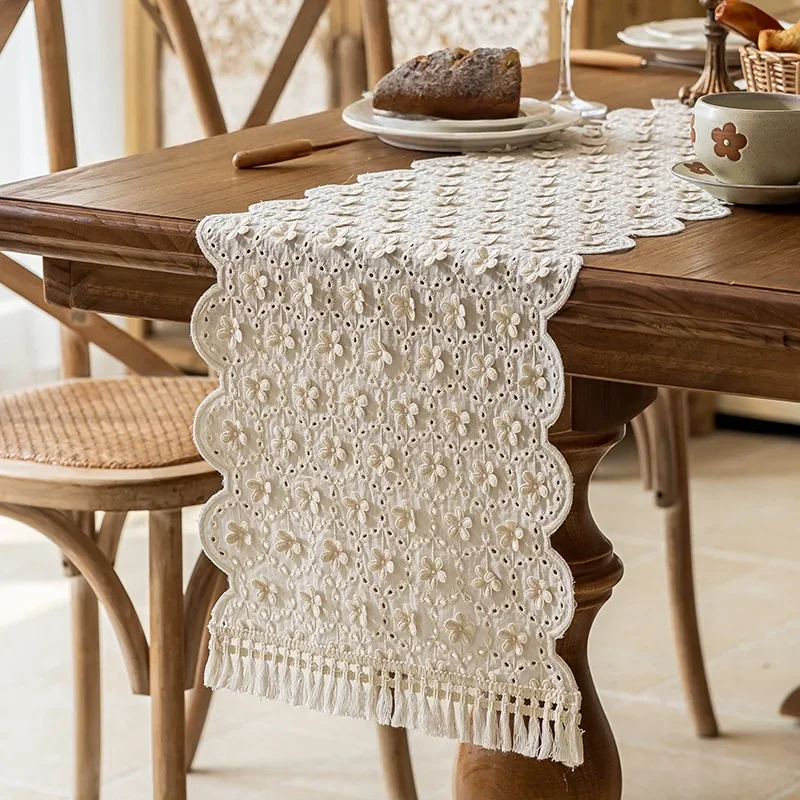 

Французская толстая элегантная скатерть с кисточками и вышивкой с цветочным узором, удобный хлопок для праздника, свадьбы, длинные обеденные столы