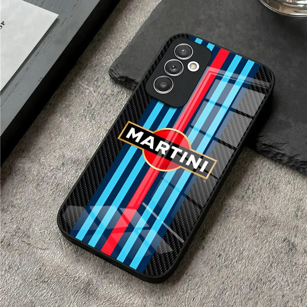 Martini Racing Horizontal Stripe Phone Case For S24 Ultra Samsung S23 Fe S22 S20 S21 Plus Galaxy A54 A34 A24 A53 Glass Cover