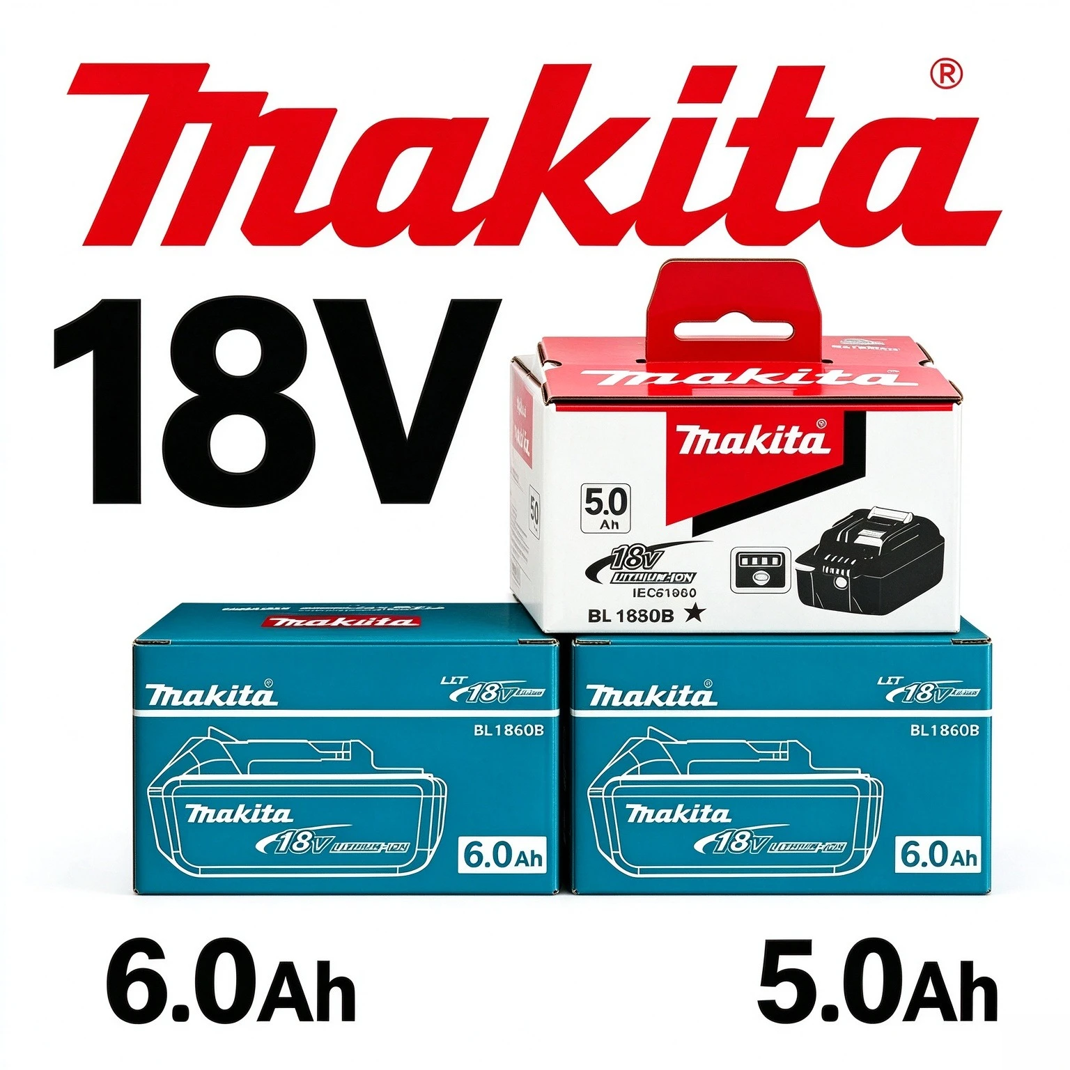 Makita 18V 5.0Ah Lithium Battery BL1850 Power Compatible with DHP487 Impact Drill Blower Electric Shears Cordless Tool Battery