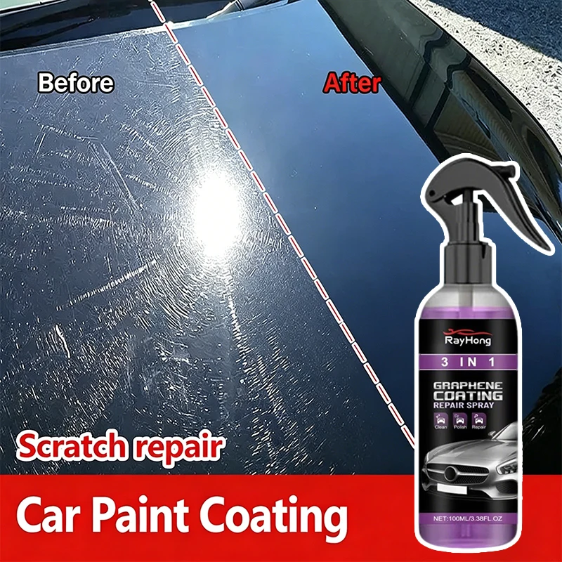 

100ML 3 IN 1 Car Quick Ceramic Coating Spray Crystal Coating Coating Polishing Agent Spray Auto Scratch Repair Care