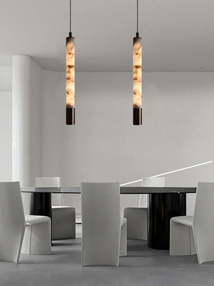 Modern Minimalist Cylinder Marble Pendant Lights Led Home Decoration Dining Table Bar Kitchen Island Pendant Lamps Designer