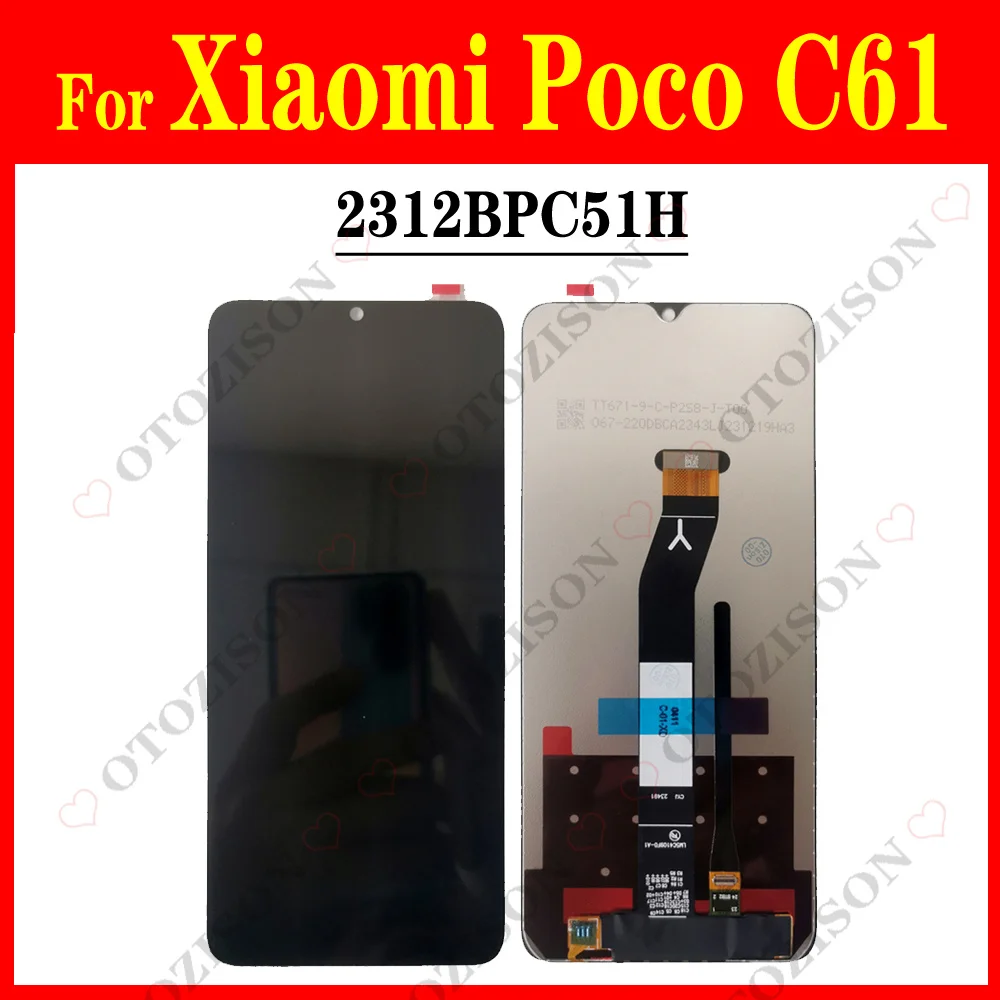 

6.71“ LCD With Frame For Xiaomi Poco C61 LCD 2312BPC51H LCD Display Touch Screen Digitizer Assembly For Poco C61 LCD Replacement