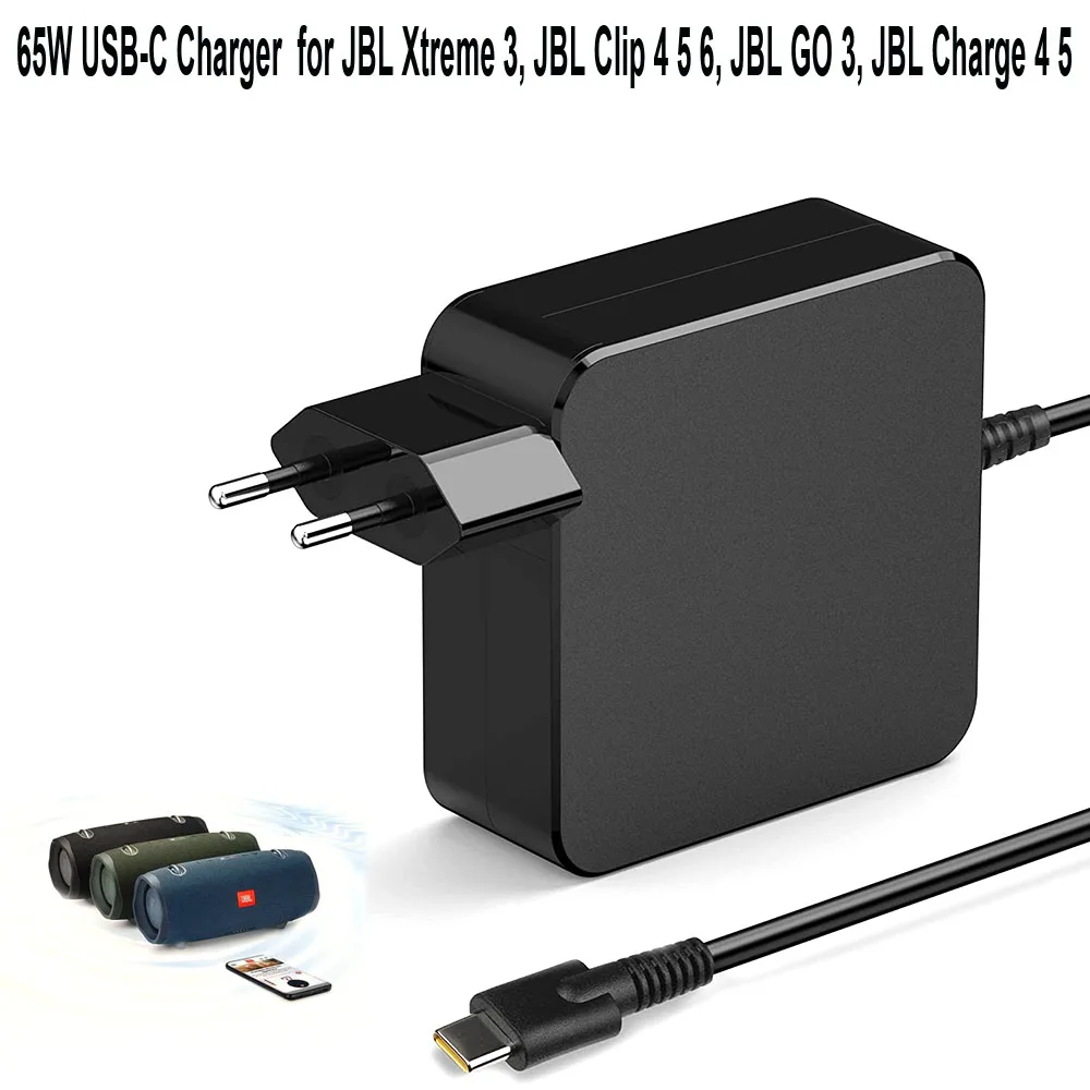 65W USB Power Charger Compatible with for JBL Charge 4, Charge 5, JBL Flip 5, JBL Pulse 4 Clip4, JRPOP, Endurance Peak II