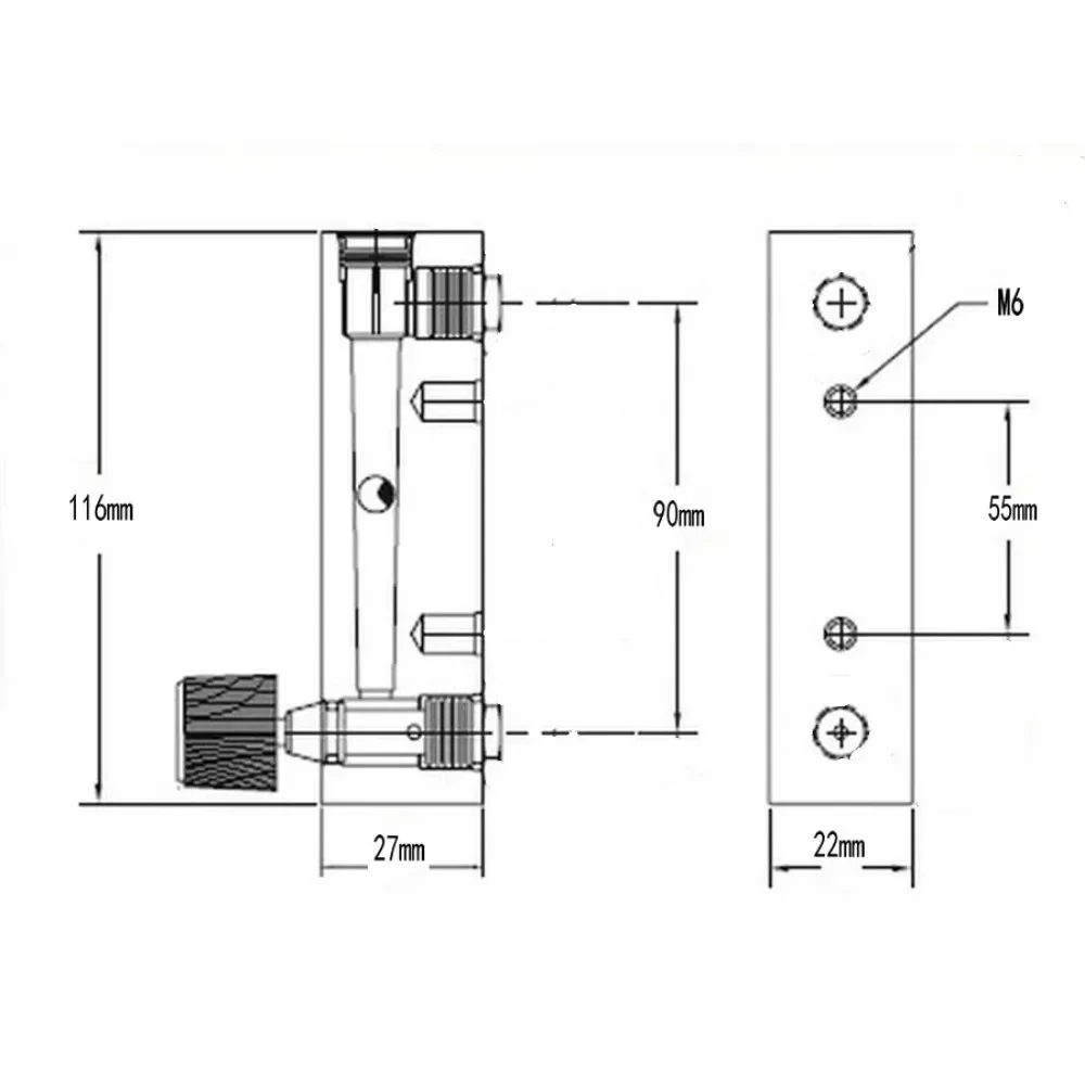 100-1000mL/min 0.3-3 0.5-5 1-10 2-20 2-25L/min LZM-8M H2 Hydrogen Flowmeter Rotameter Adjustbale Valve 6mm Push In Connect