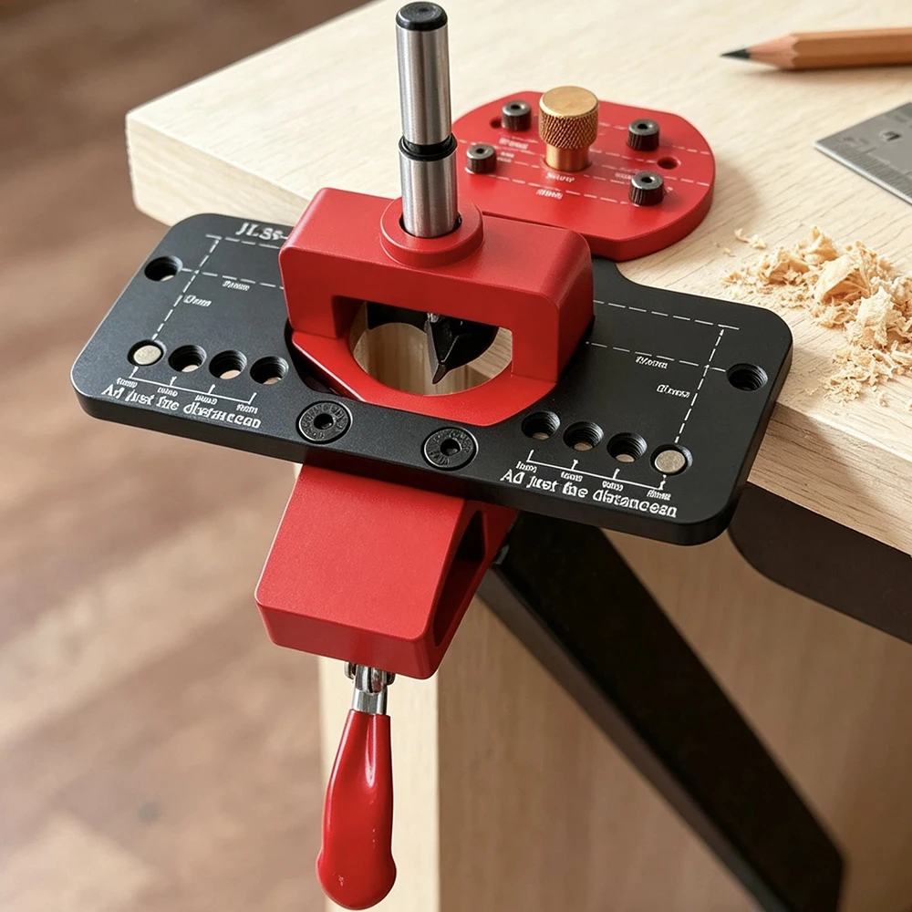 35mm Hinge Drilling Jig Aluminum Alloy Adjustable Locator Woodworking Hole Guide for Cabinet Door Install