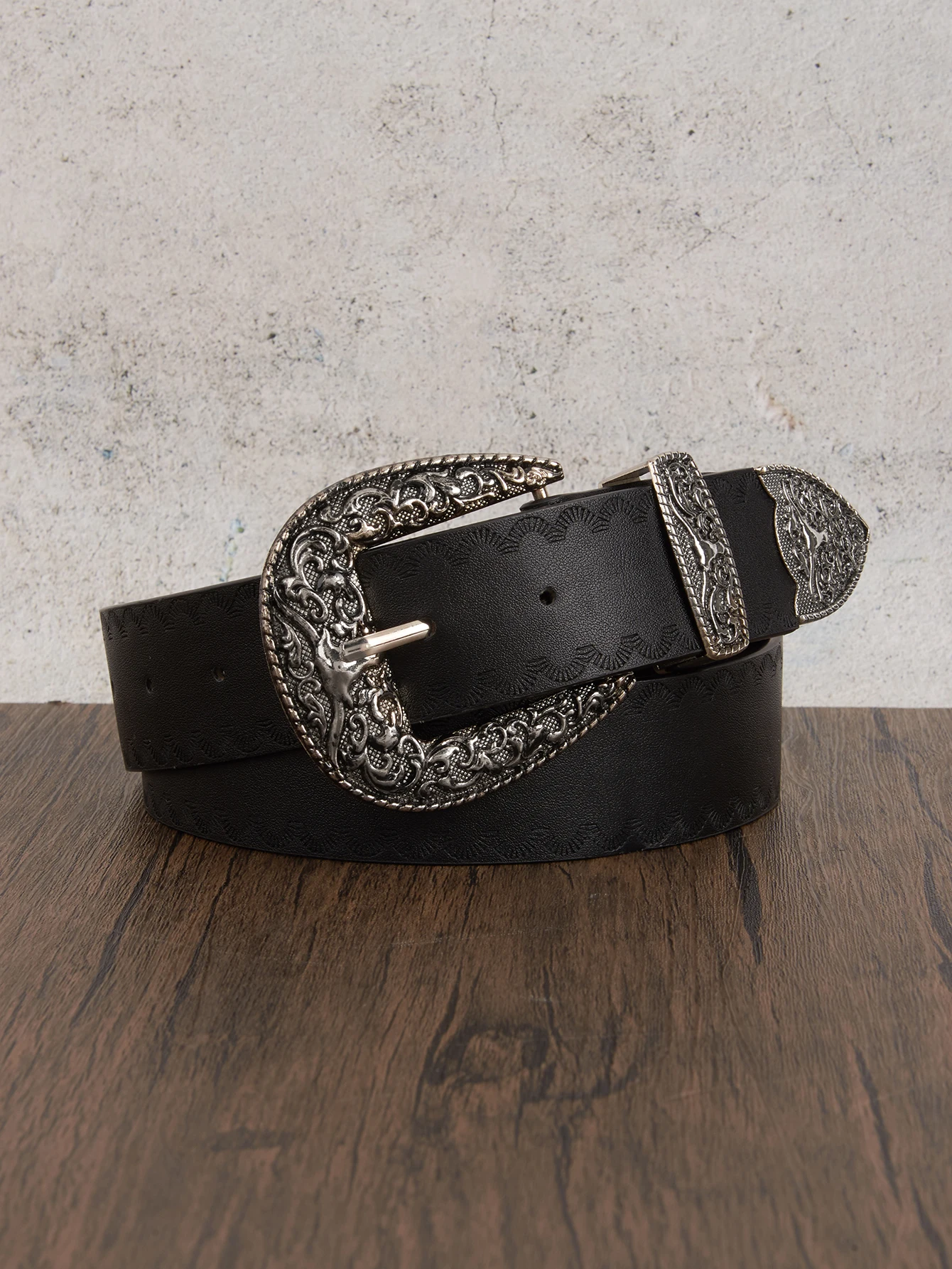 1pc Men's Western Style Distressed Textured Leather Belt, Versatile For Summer Jeans Accessory