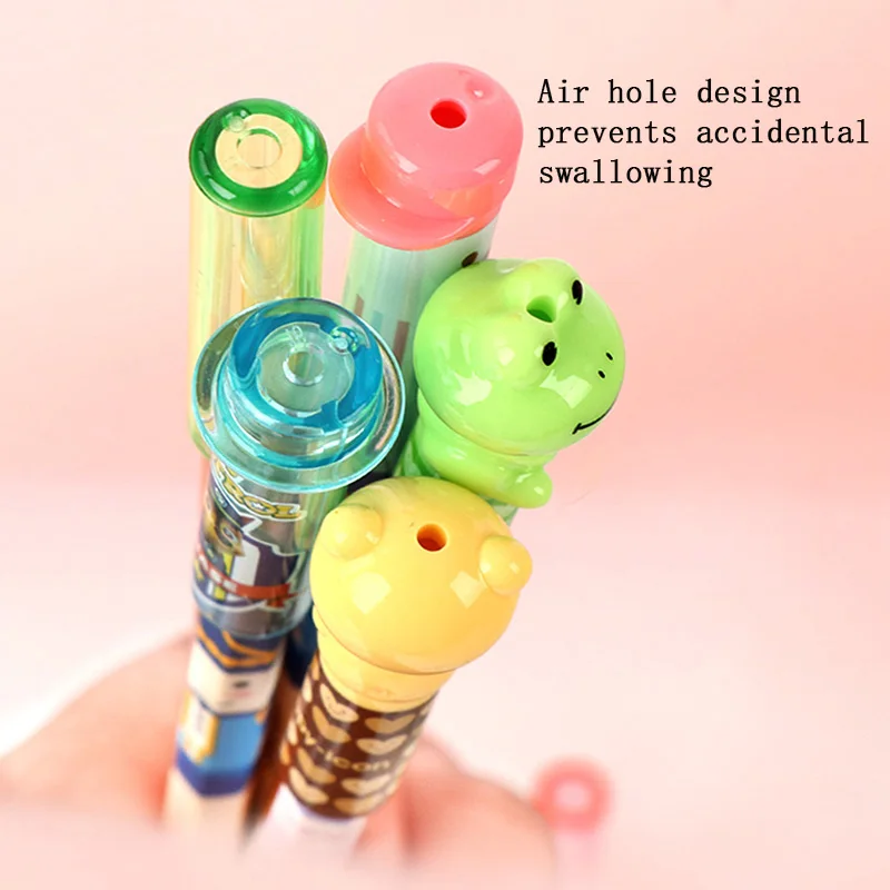 4 buah topi pensil kartun lucu penutup pena Extender perlengkapan alat tulis siswa sekolah pelindung pensil plastik