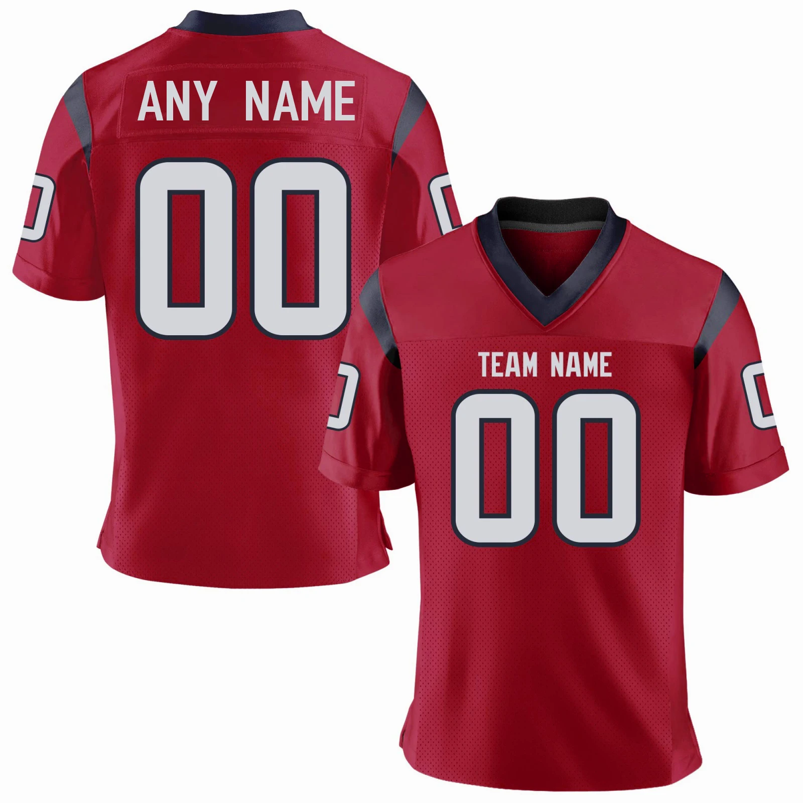 

Custom American Football Jersey Houston Texans Sublimation Print Team Name Number Red Football Top Men Women Kids Youth Jersey