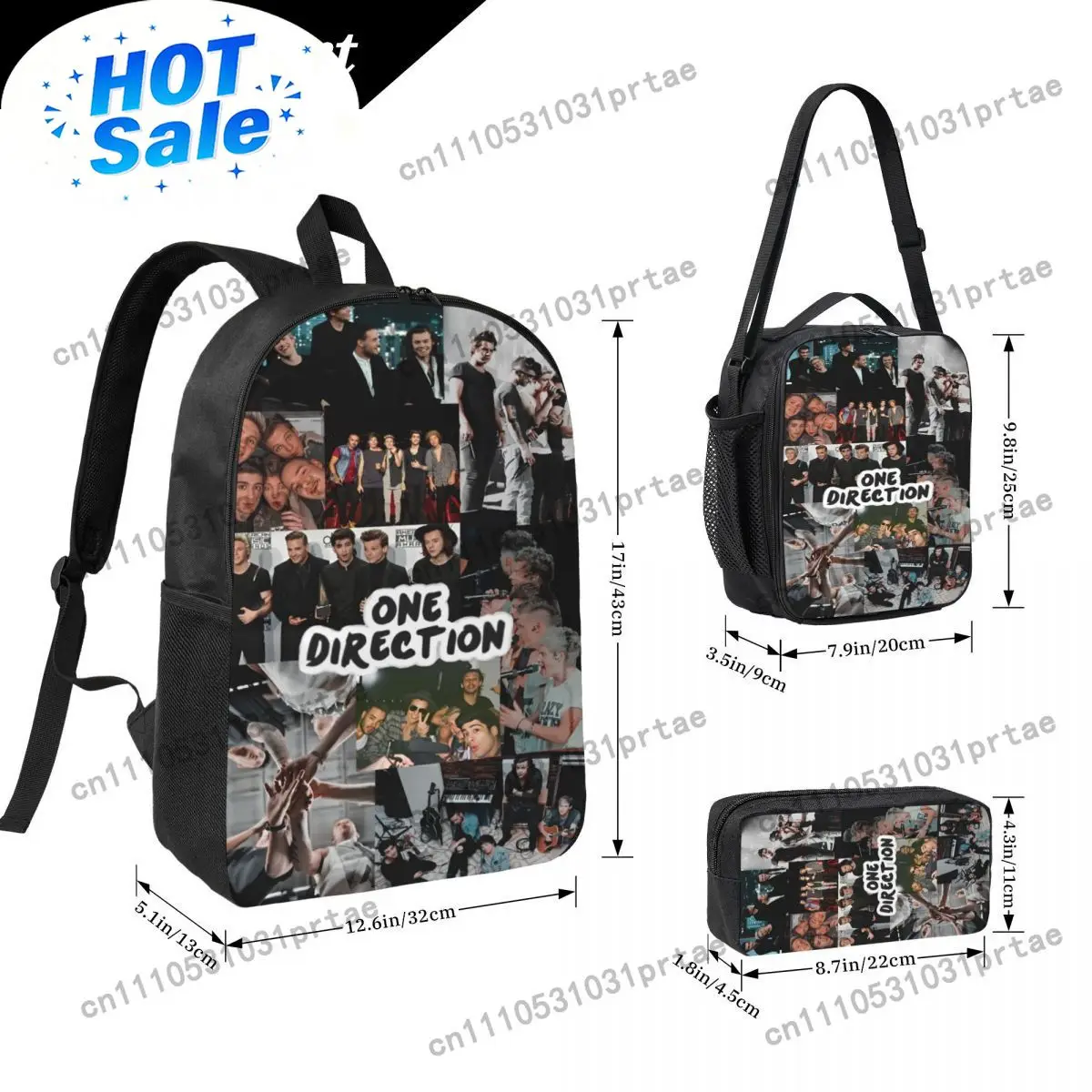 1D Boys Group One Directions Kids Backpack Lunch Box Pencil Boxes for Boys Girls Backpacks bag Set