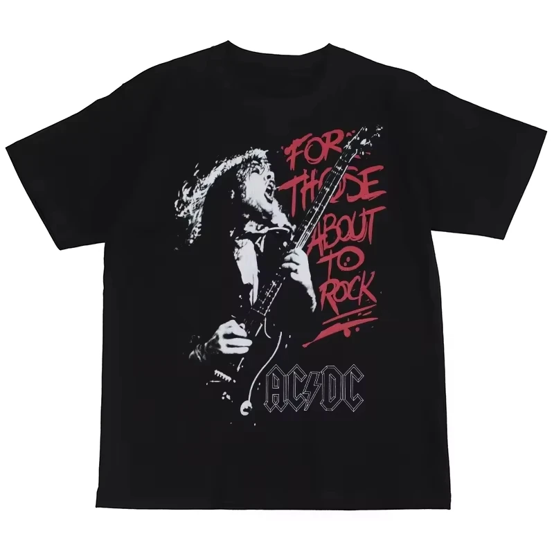 2025 Summer Fashion Trend New ACDC Rock Band American Street Hip-hop Punk Nirvana Vintage Printed Cotton Short Sleeve T-shirt