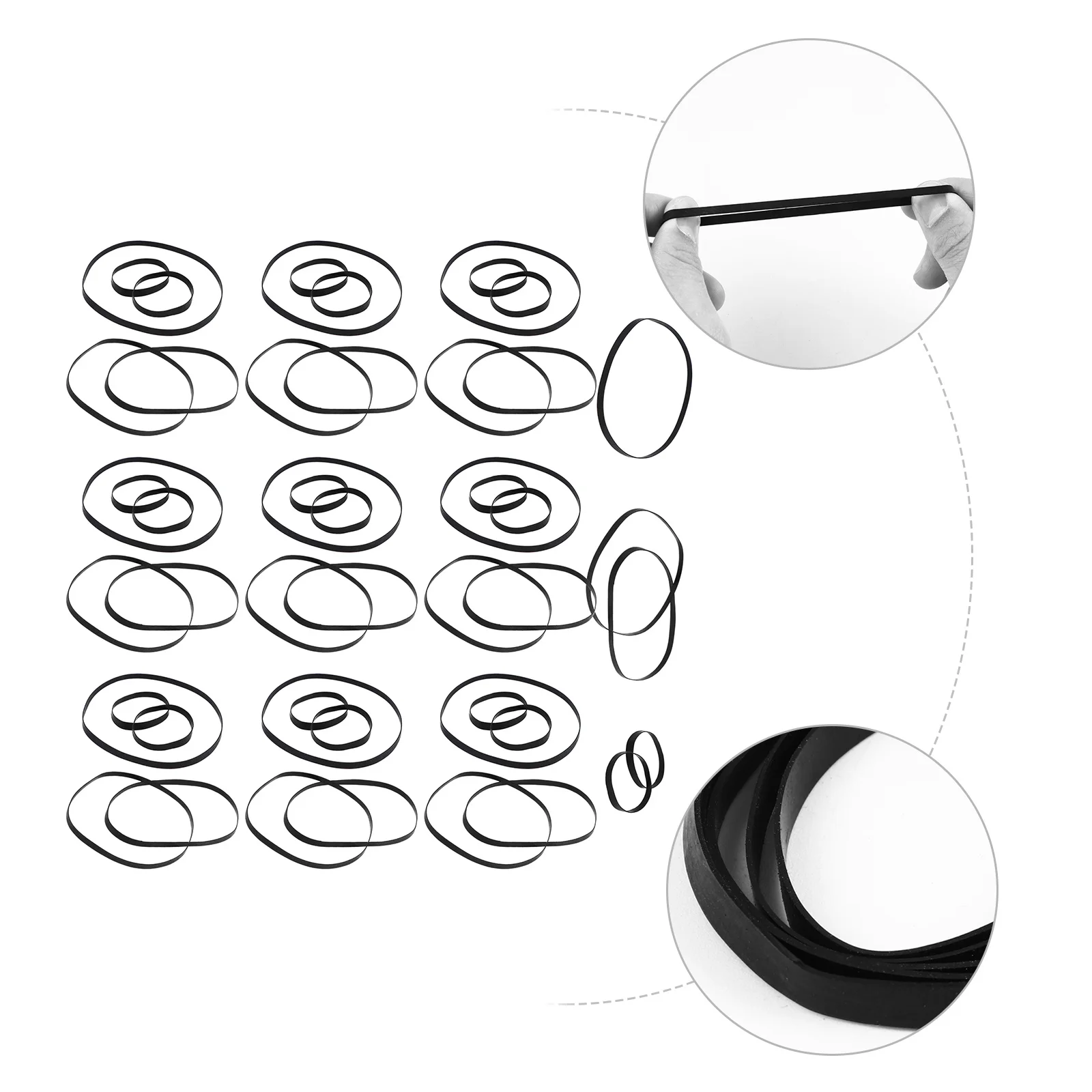 

50 Pieces Cassette Tape Machine Rubber Belt Assorted Recorder Repair Belt 4-13.5cm Video Player Drive Replacement