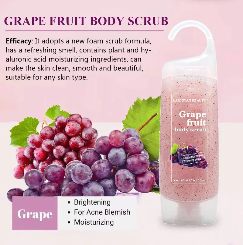 

Natural Vegan Fruits Body Scrub Exfoliating Shower Gel Whitening Refreshing Skin Care Moisturizing Cleansing Bath Gel Soap