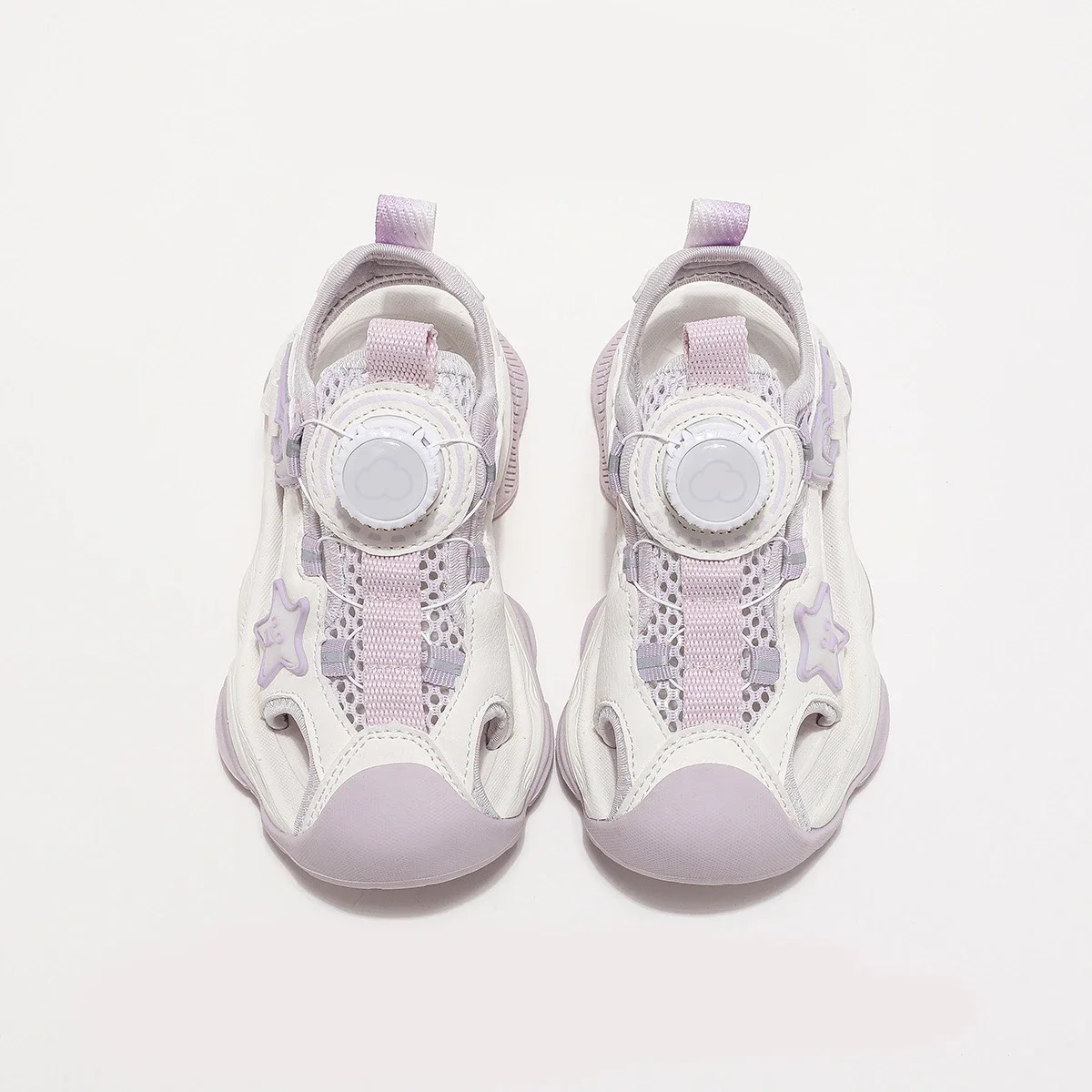 

Girls Princess Shoes Hollowed-out Toes Capped Children Casual Shoes Rotating Button 2025 Summer Students Sports Sandals Stars