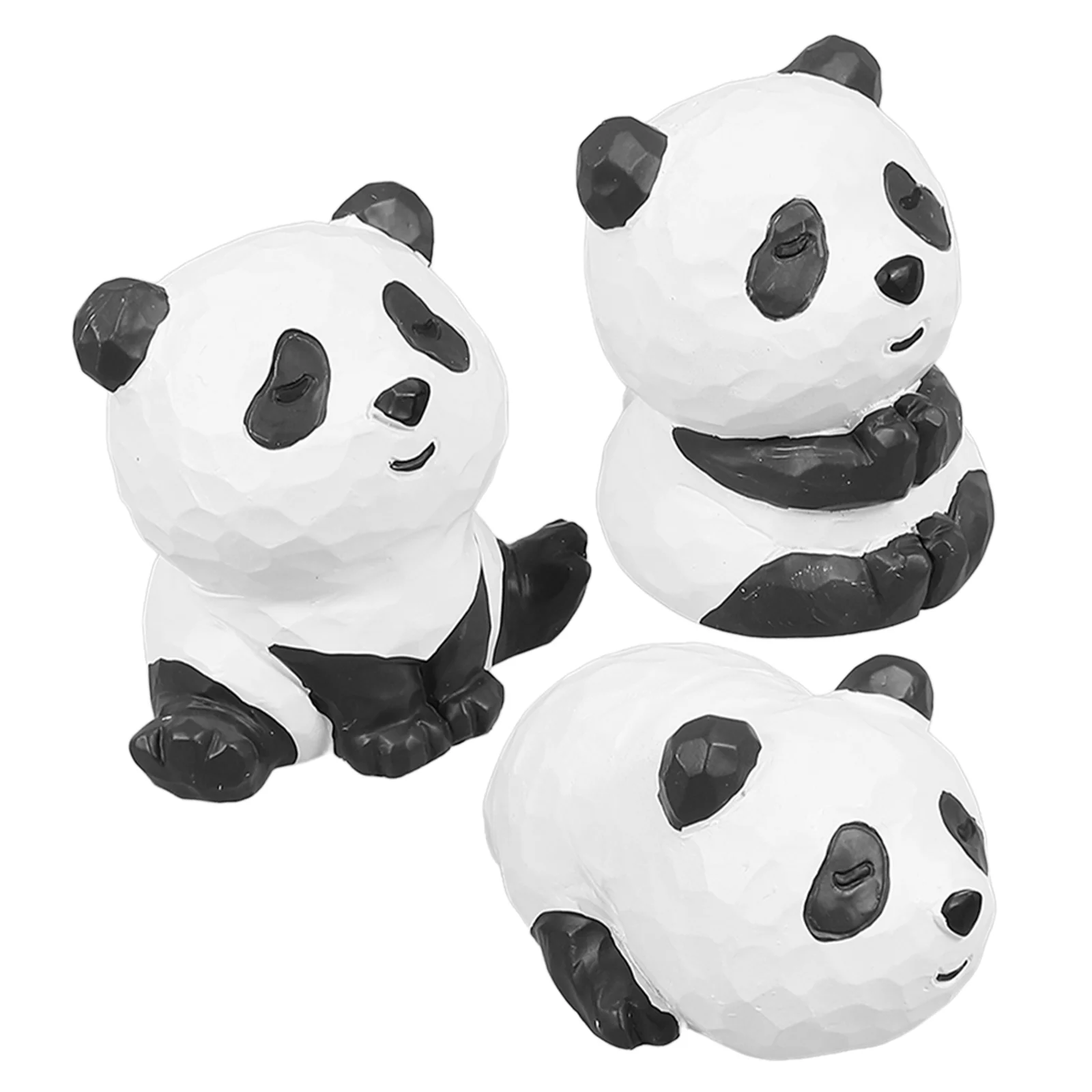 

3Pcs Panda Ornaments Resin Realistic Garden Scene Decors Creative Landscape Decoration Panda Ornament Scene Decors