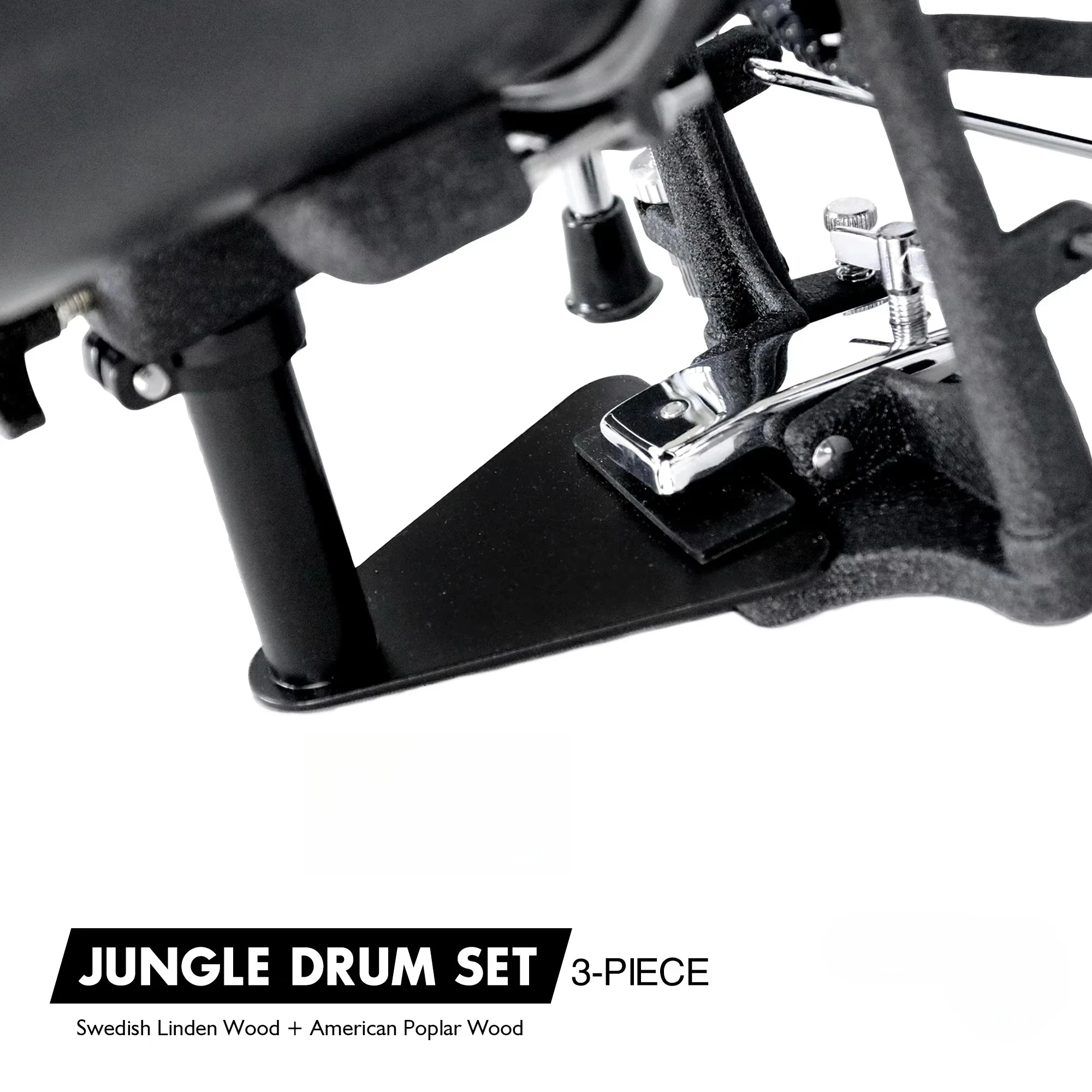 Professional 3-Piece Portable Percussion Instrument Metal Drum Set Aluminum Jungle 3-Drum Kit for Clubs