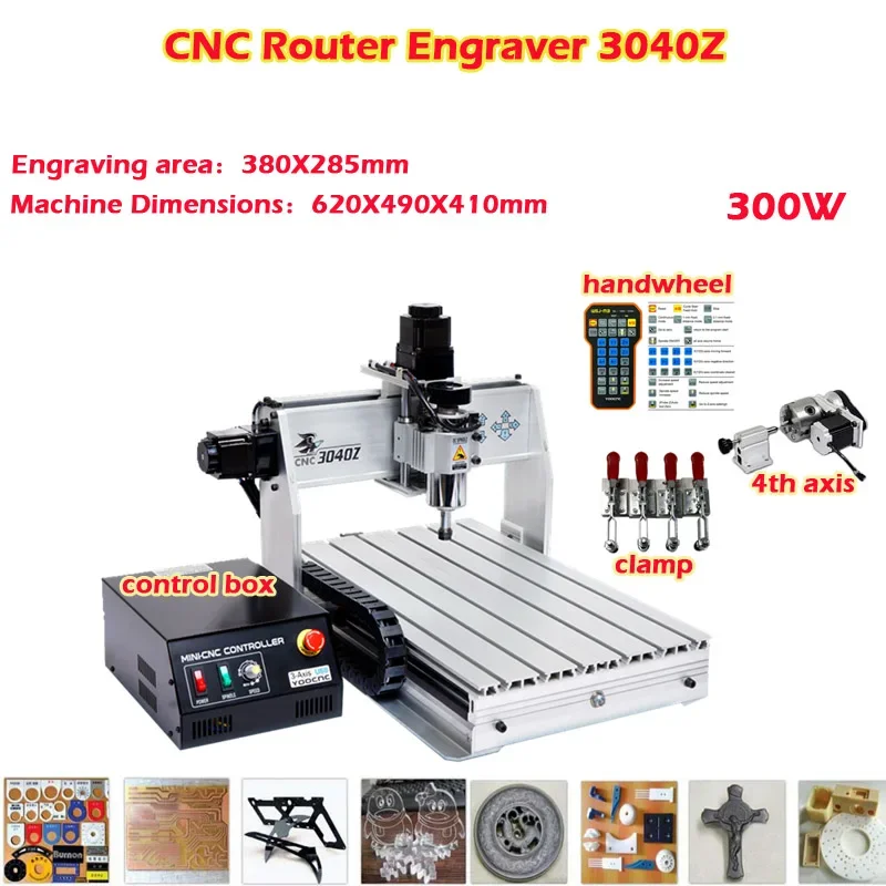 

Wood Working CNC Router Engraving Cutting Machine 3040Z-DQ 3/4 Axis USB Metal Engraver Cutter with Handle Limit Tools Optional