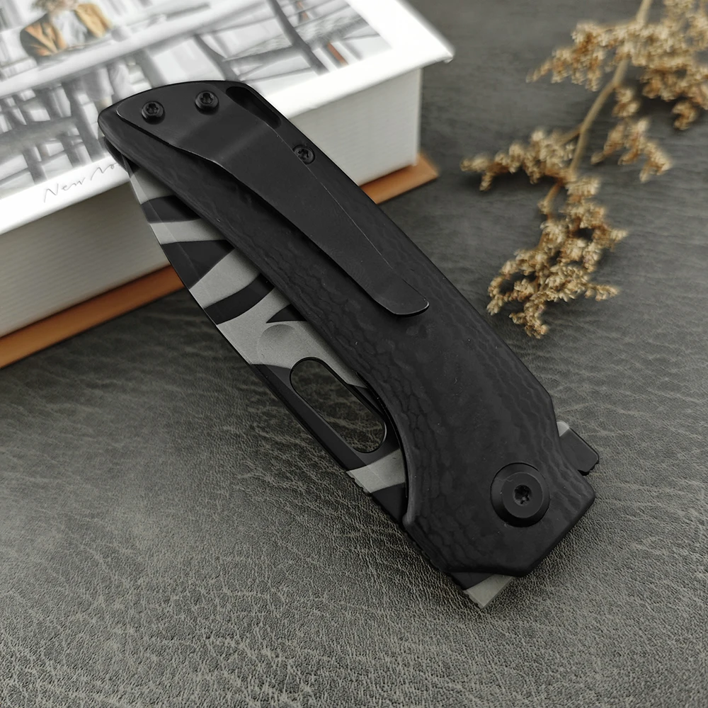 Mini Pocket Knife D2 Steel Blade G10 / Carbon Fiber Handles Folding Knife Self Defense EDC Tools Camping Knife