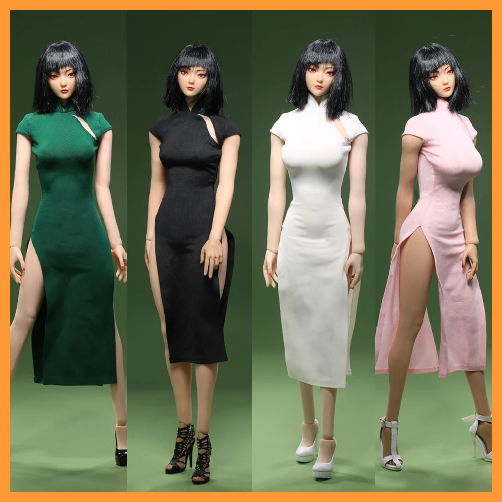 JO24X-02 1/6 Scale Female Sexy High Fork Chinese Cheongsam Dress Clothes Model Fit 12'' Female Soldier Action Figure Body Dolls