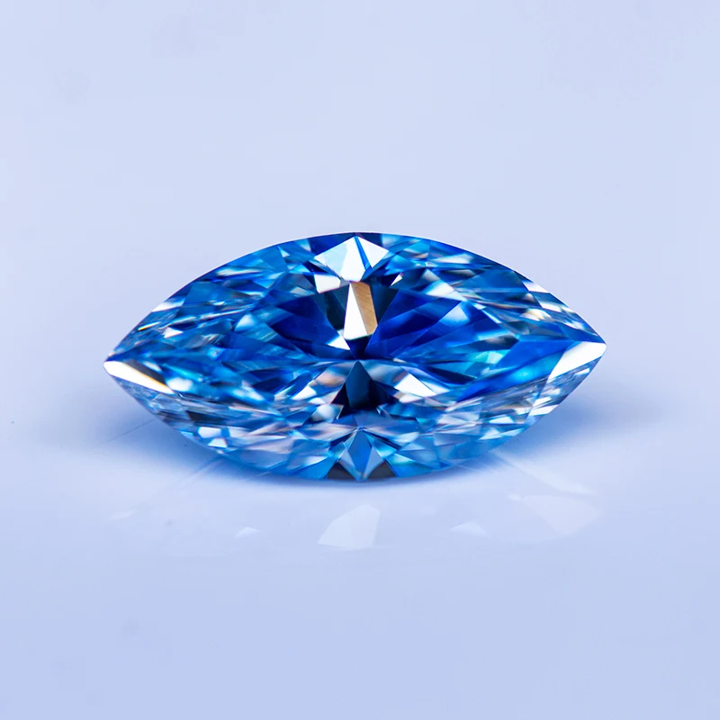 Moissanit-Stein im Marquise-Schliff, eisblau, DIY-Anhänger für Schmuckherstellung, Ring, Halskette, Ohrringe, Hauptmaterialien, Zertifikat – Detail 5