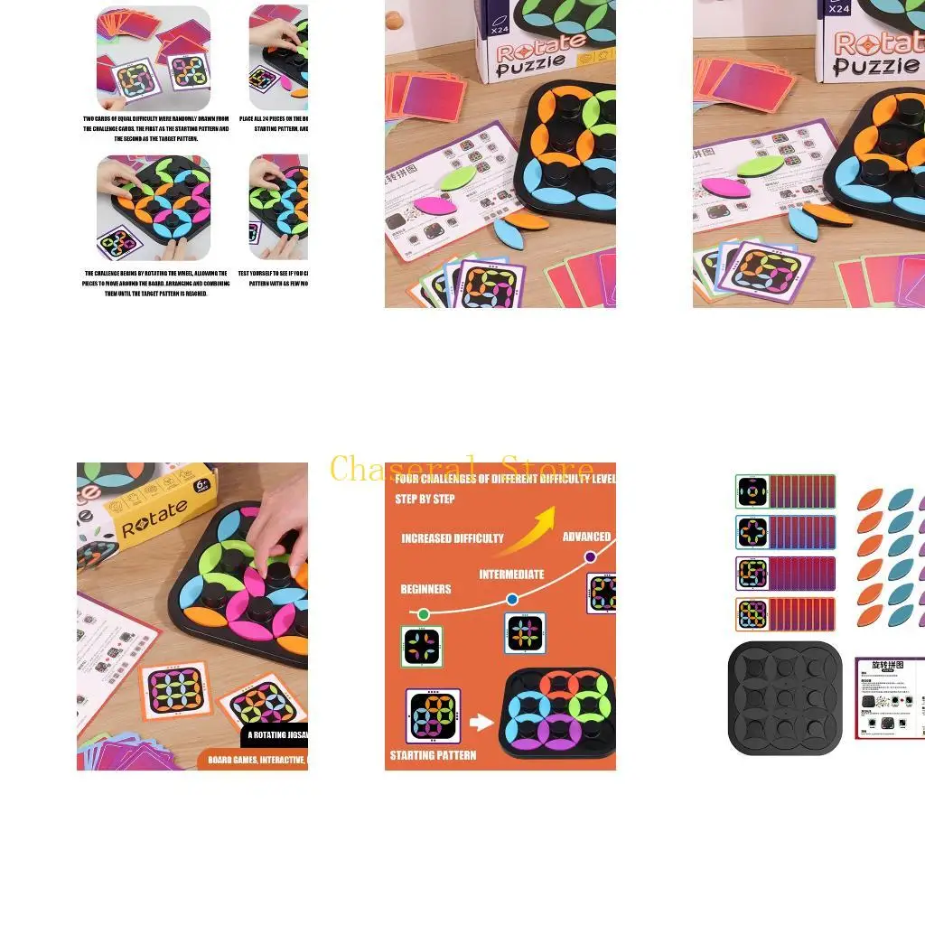 E7CE Pattern Tile Toy with Turning Board for Kids and Family Use Daily