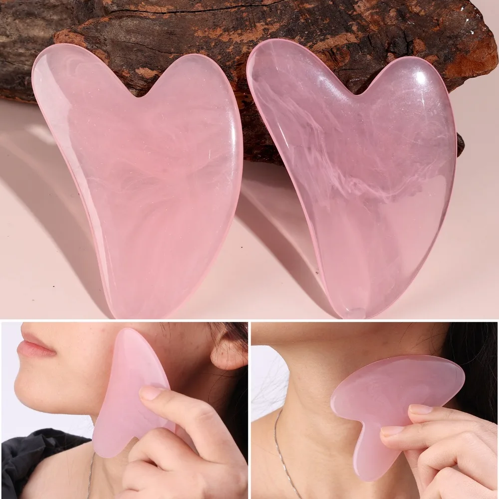 Jade Gua Sha Schaber Gesichtsmassagegerät Werkzeug Quarz Guasha Massagebrett Facelift Slim Gouache Schaber Schaben Platte Beauty Tool