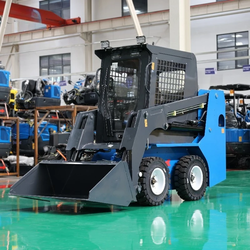 Diesel Mini Skid Steer Loader Compact Construction Equipment with Bucket Fork Auger for Farm Landscaping Garden Work