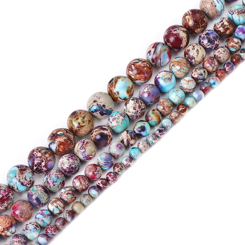 

Natural stone Blue Purple Imperial Jasper Beads Gemstone Loose Beads Round Shape Size Options 4/6/8/10mm for Jewelry Making