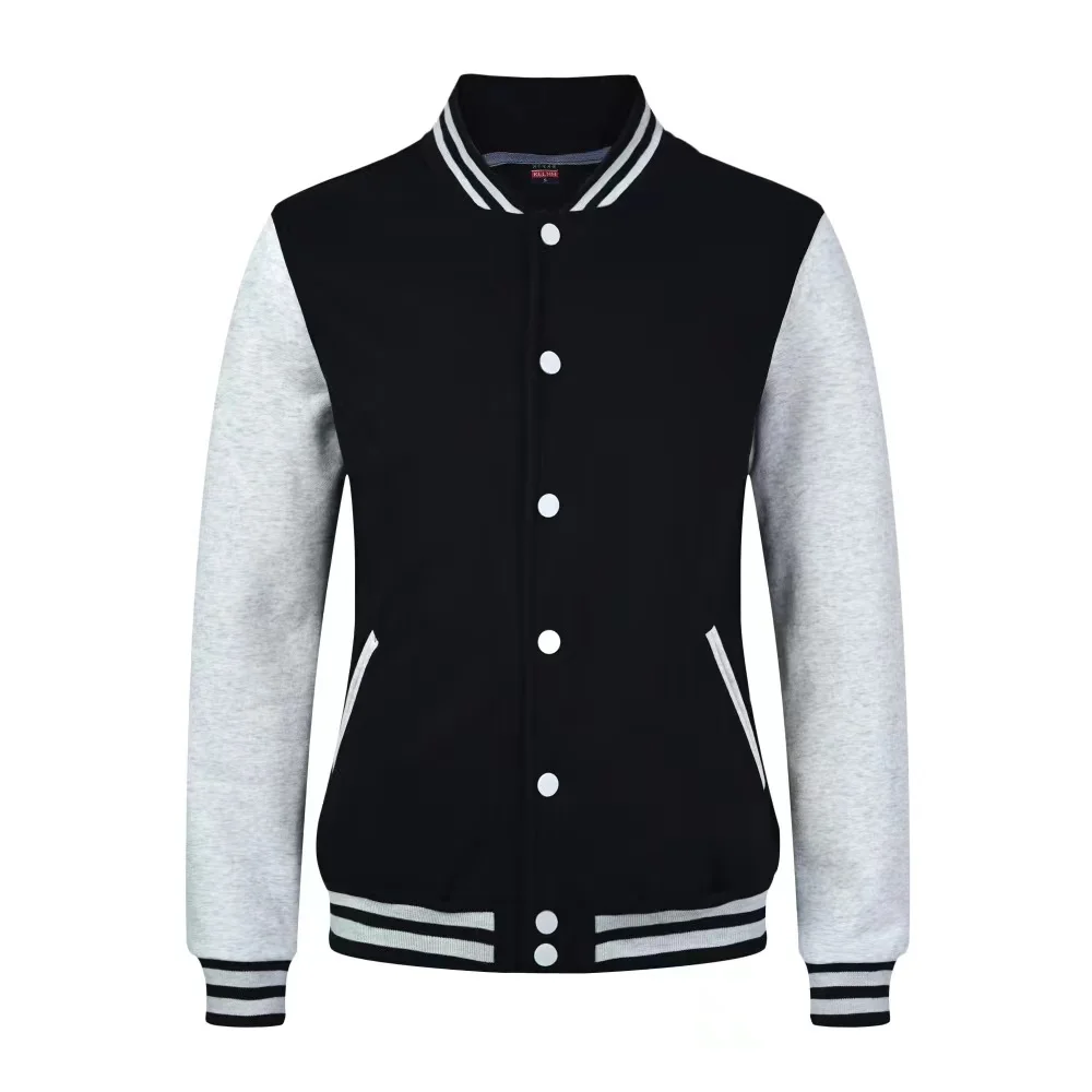 Campus Varsity Jackets Autumn Quality Patchwork Button Fleece Sports Coat Team Baseball Jacket Men Custom Logo