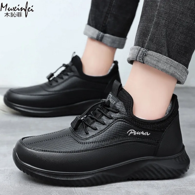 Sapatos de algodão para homens no inverno com camurça grossa quente impermeável botas ao ar livre sapatos de algodão para homens sapatos casuais impermeáveis