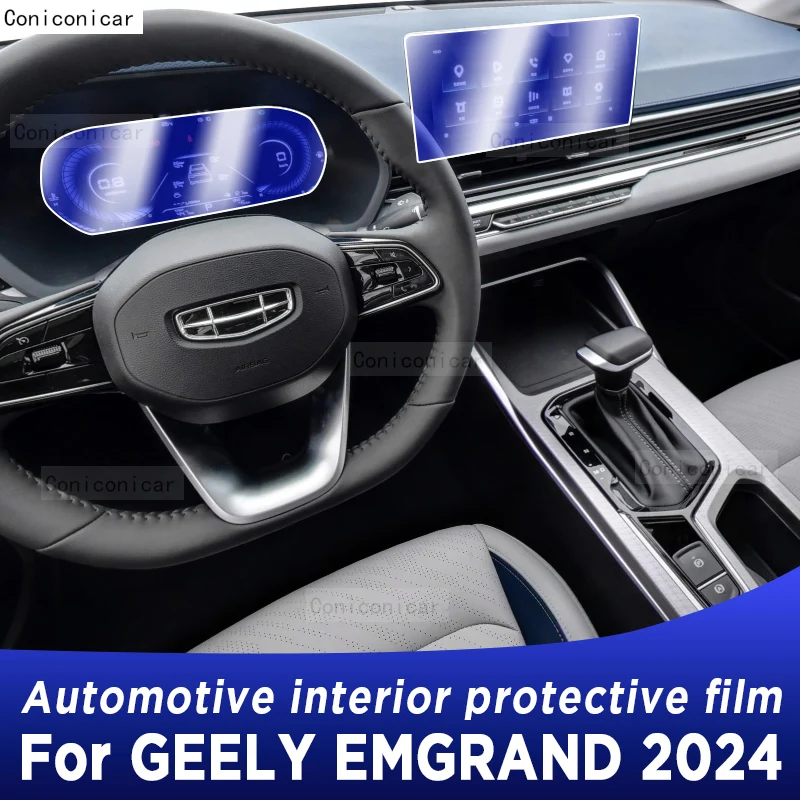 For GEELY EMGRAND 2024 Gearbox Panel Dashboard Navigation Automotive Interior Protective Film TPU Anti-Scratch Sticker