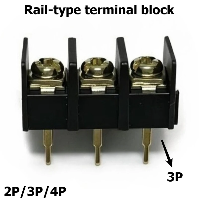 Bar-style terminal block, black, 2P/3P/4P, spacing 10MM